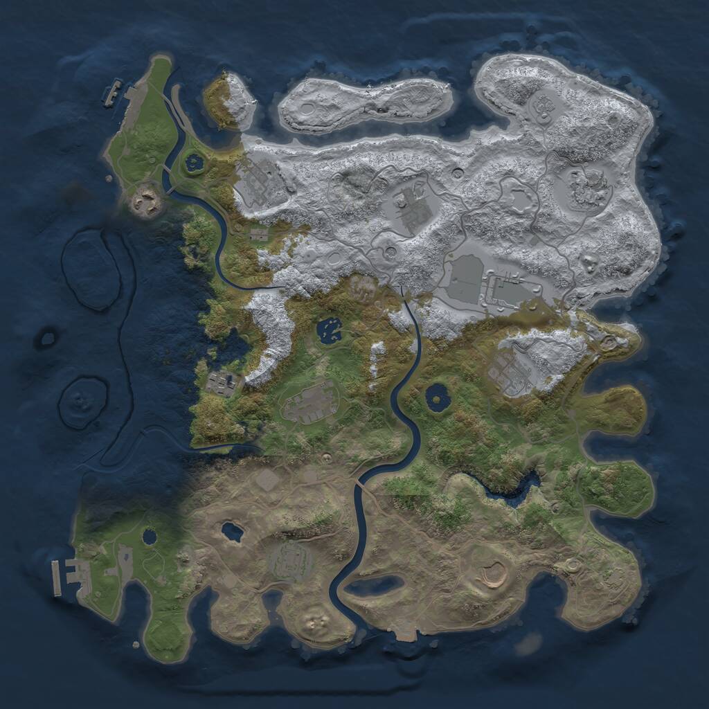 Rust Map: Procedural Map, Size: 4000, Seed: 1401654425, 17 Monuments