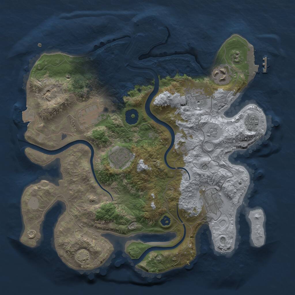 Rust Map: Procedural Map, Size: 3000, Seed: 565557, 12 Monuments