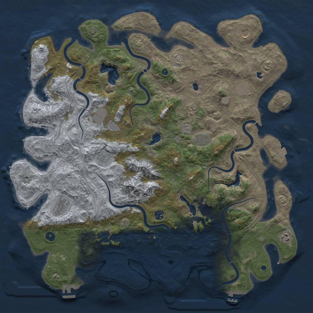 Rust Map: Procedural Map, Size: 5000, Seed: 216289870, 16 Monuments