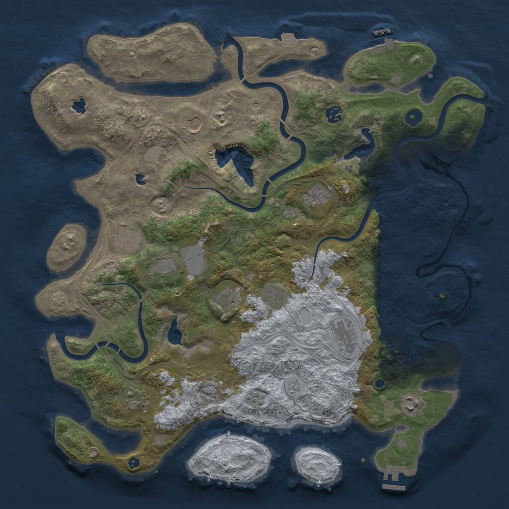 Rust Map: Procedural Map, Size: 4500, Seed: 907766308, 17 Monuments