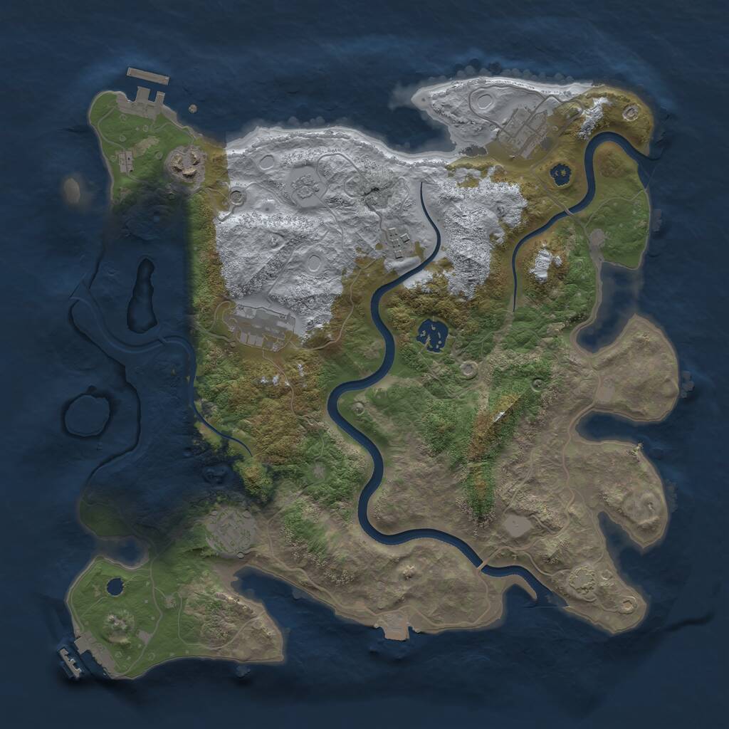 Rust Map: Procedural Map, Size: 3500, Seed: 1900279240, 12 Monuments