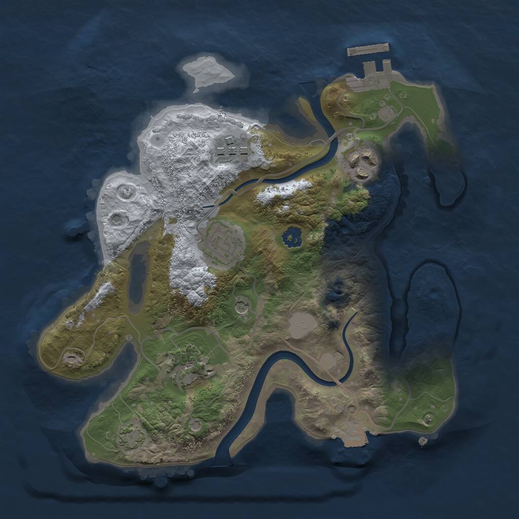 Rust Map: Procedural Map, Size: 2500, Seed: 105524, 8 Monuments