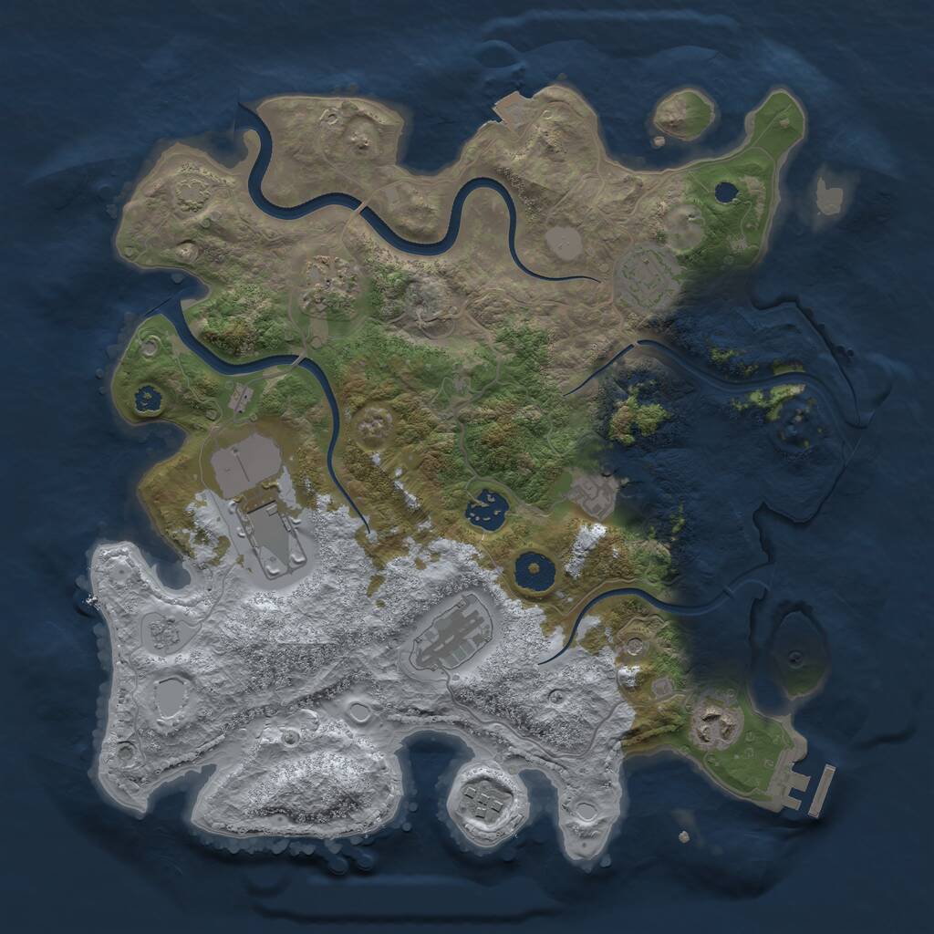 Rust Map: Procedural Map, Size: 3500, Seed: 1128293936, 13 Monuments