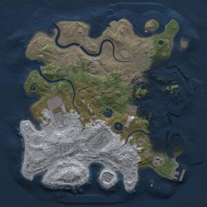 Thumbnail Rust Map: Procedural Map, Size: 3500, Seed: 1128293936, 13 Monuments