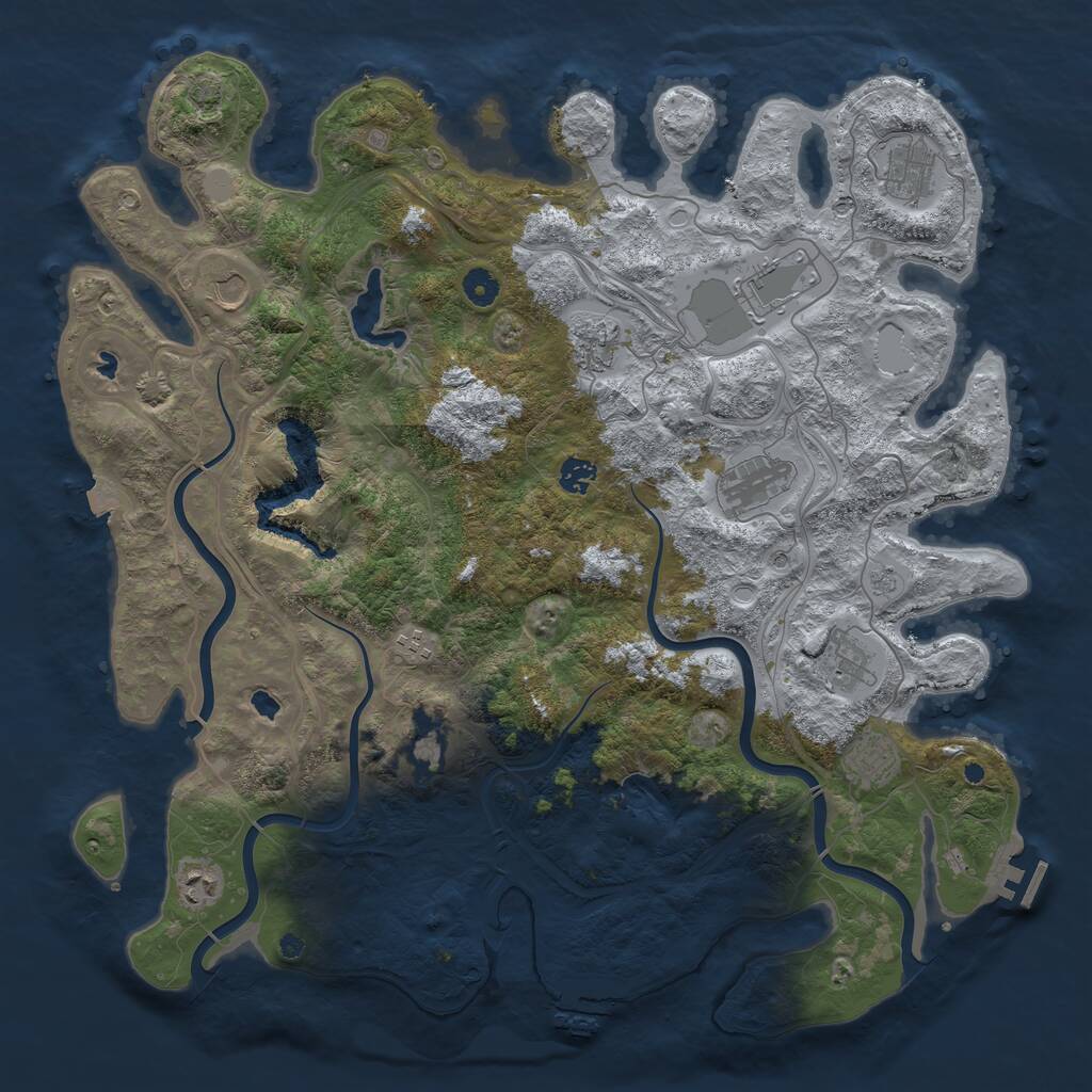 Rust Map: Procedural Map, Size: 4500, Seed: 832479028, 17 Monuments