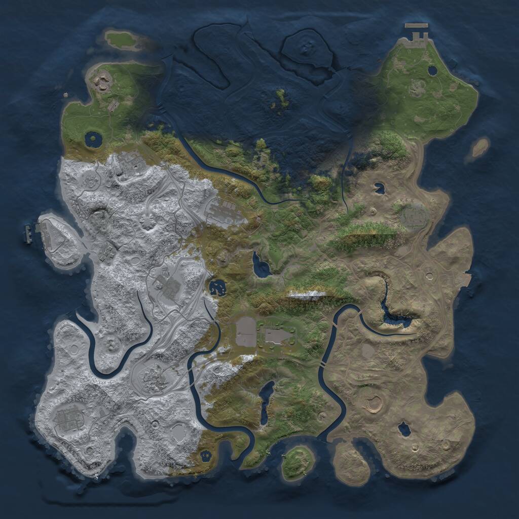 Rust Map: Procedural Map, Size: 4500, Seed: 805547930, 17 Monuments