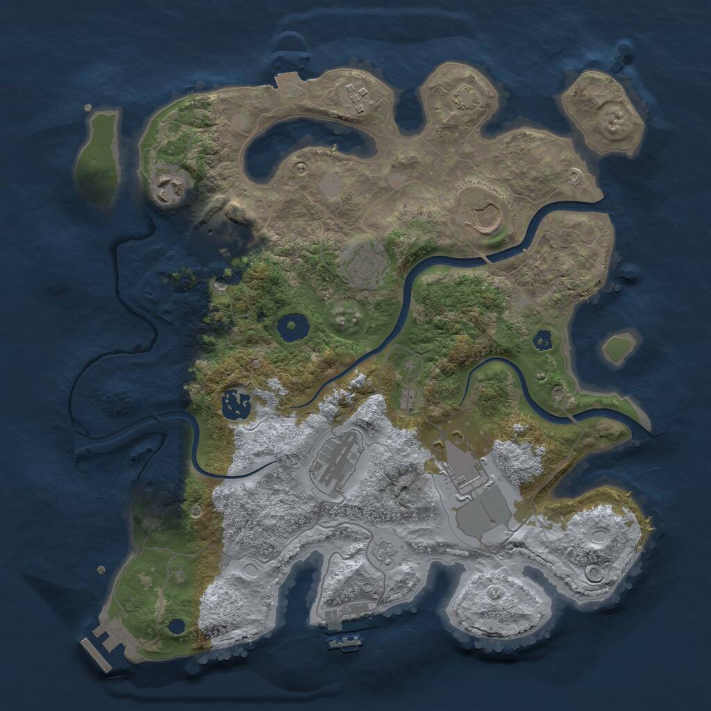 Rust Map: Procedural Map, Size: 3500, Seed: 319080120, 14 Monuments