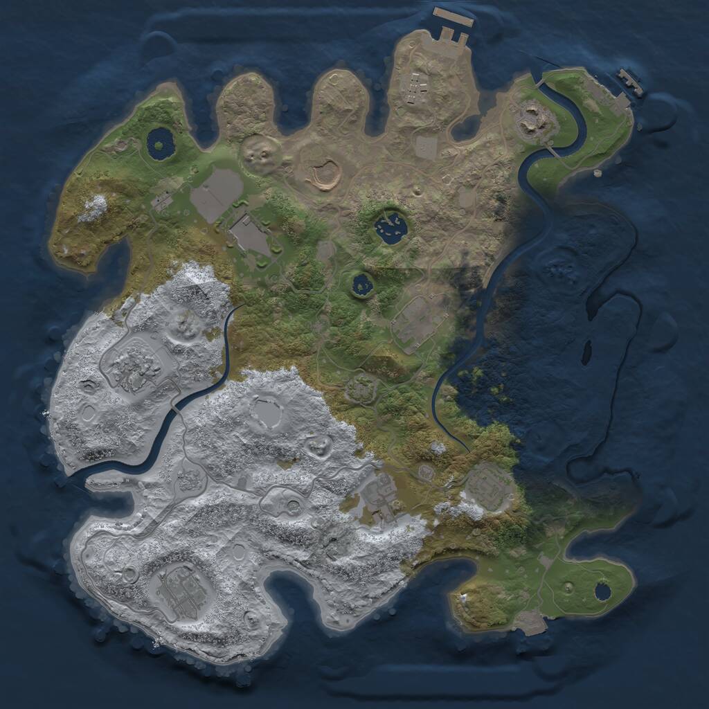 Rust Map: Procedural Map, Size: 3500, Seed: 662294136, 16 Monuments