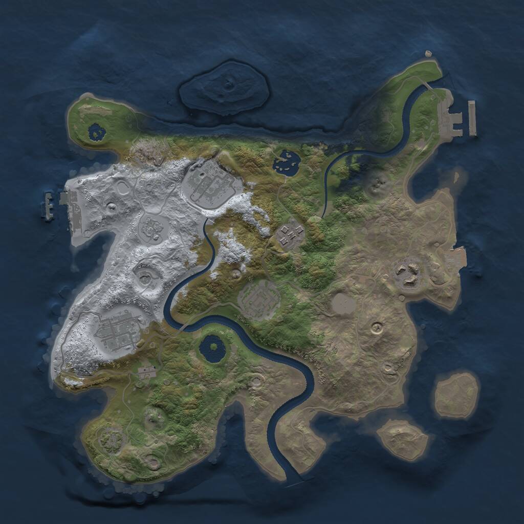 Rust Map: Procedural Map, Size: 3000, Seed: 1893499566, 12 Monuments