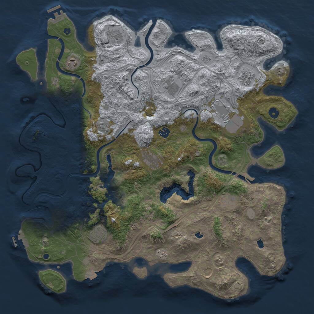 Rust Map: Procedural Map, Size: 4500, Seed: 151955684, 17 Monuments