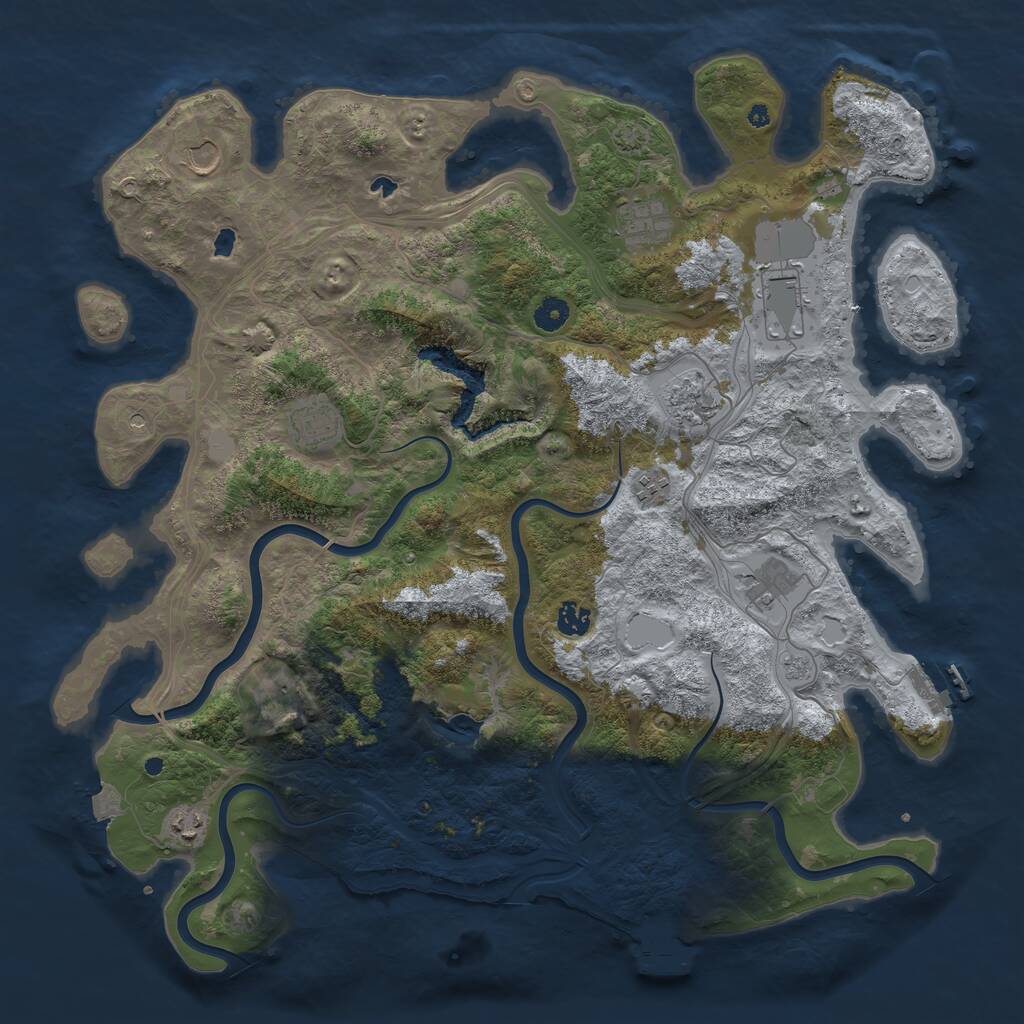 Rust Map: Procedural Map, Size: 4500, Seed: 10158, 16 Monuments