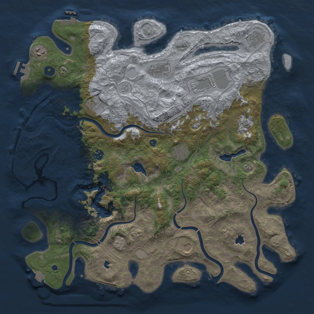 Rust Map: Procedural Map, Size: 4500, Seed: 920643931, 16 Monuments