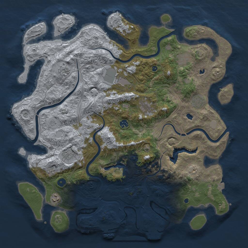 Rust Map: Procedural Map, Size: 4500, Seed: 1043205455, 15 Monuments