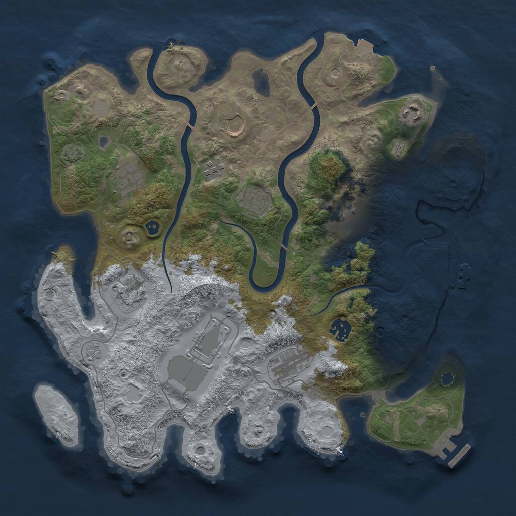 Rust Map: Procedural Map, Size: 3650, Seed: 3, 16 Monuments