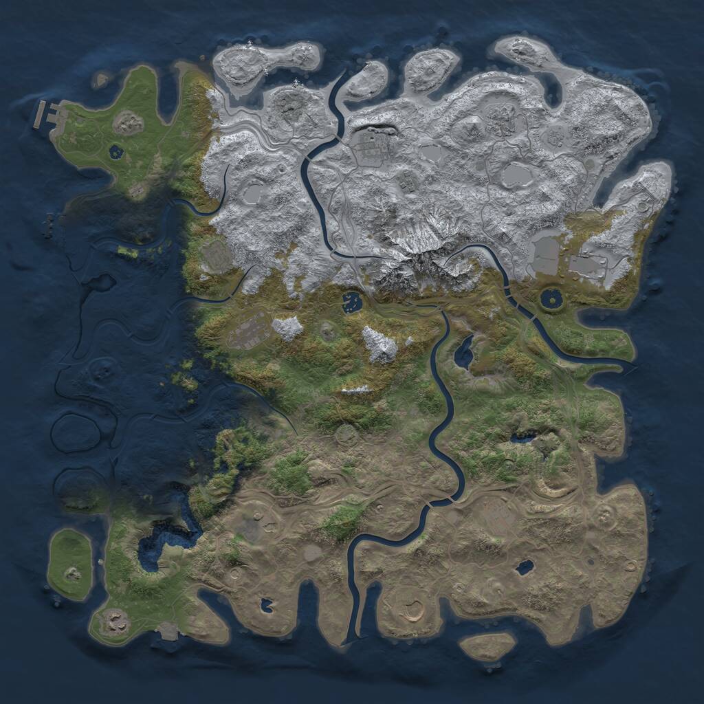 Rust Map: Procedural Map, Size: 5000, Seed: 25421, 17 Monuments