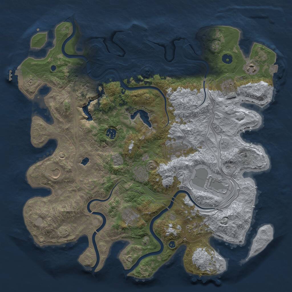 Rust Map: Procedural Map, Size: 4250, Seed: 57777661, 16 Monuments