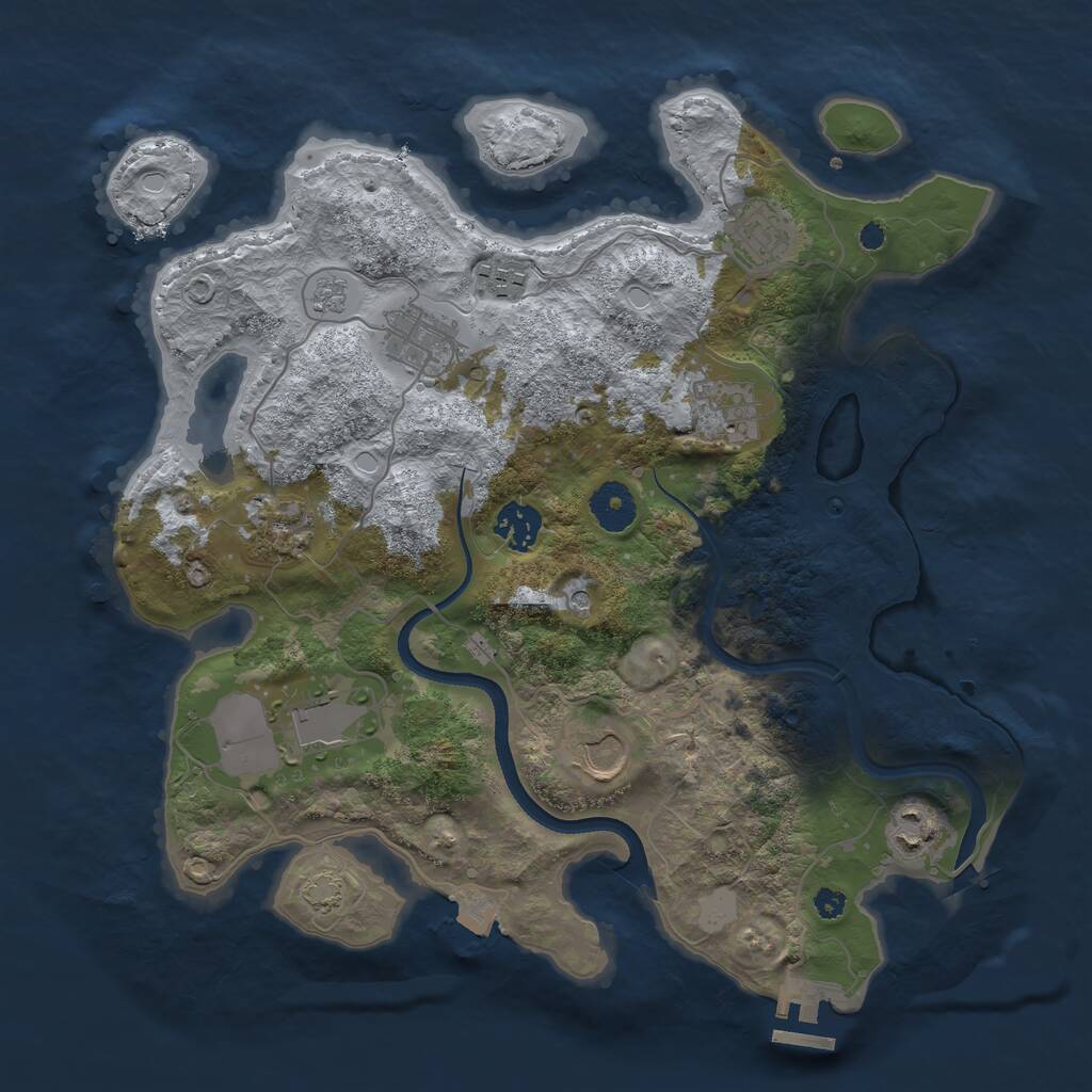 Rust Map: Procedural Map, Size: 3500, Seed: 4235, 14 Monuments