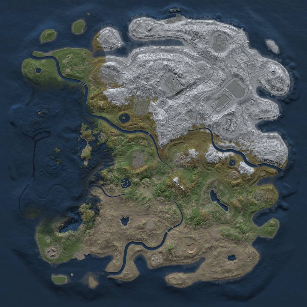 Rust Map: Procedural Map, Size: 4500, Seed: 603824240, 17 Monuments
