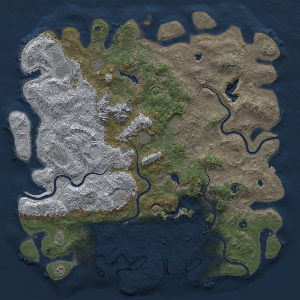 Rust Map: Procedural Map, Size: 5500, Seed: 1428538421, 17 Monuments