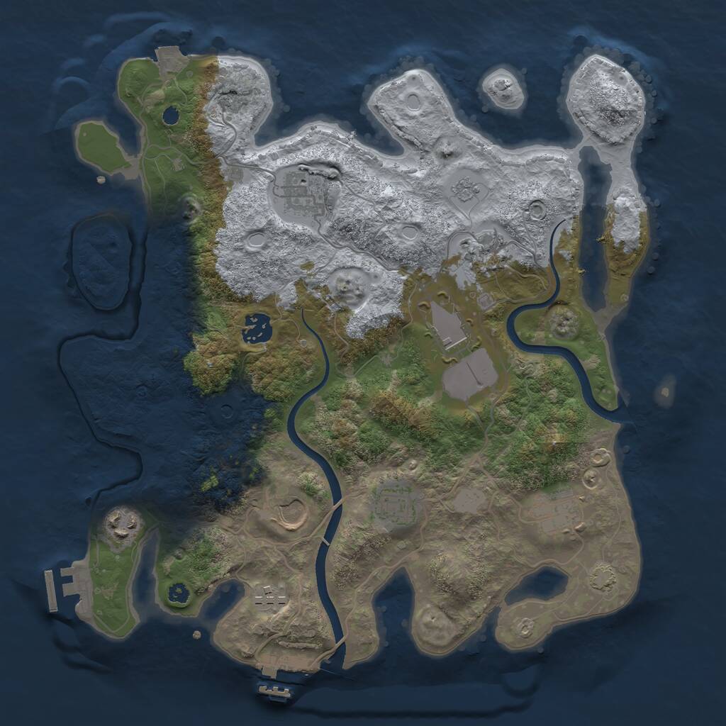 Rust Map: Procedural Map, Size: 3500, Seed: 2009825536, 15 Monuments