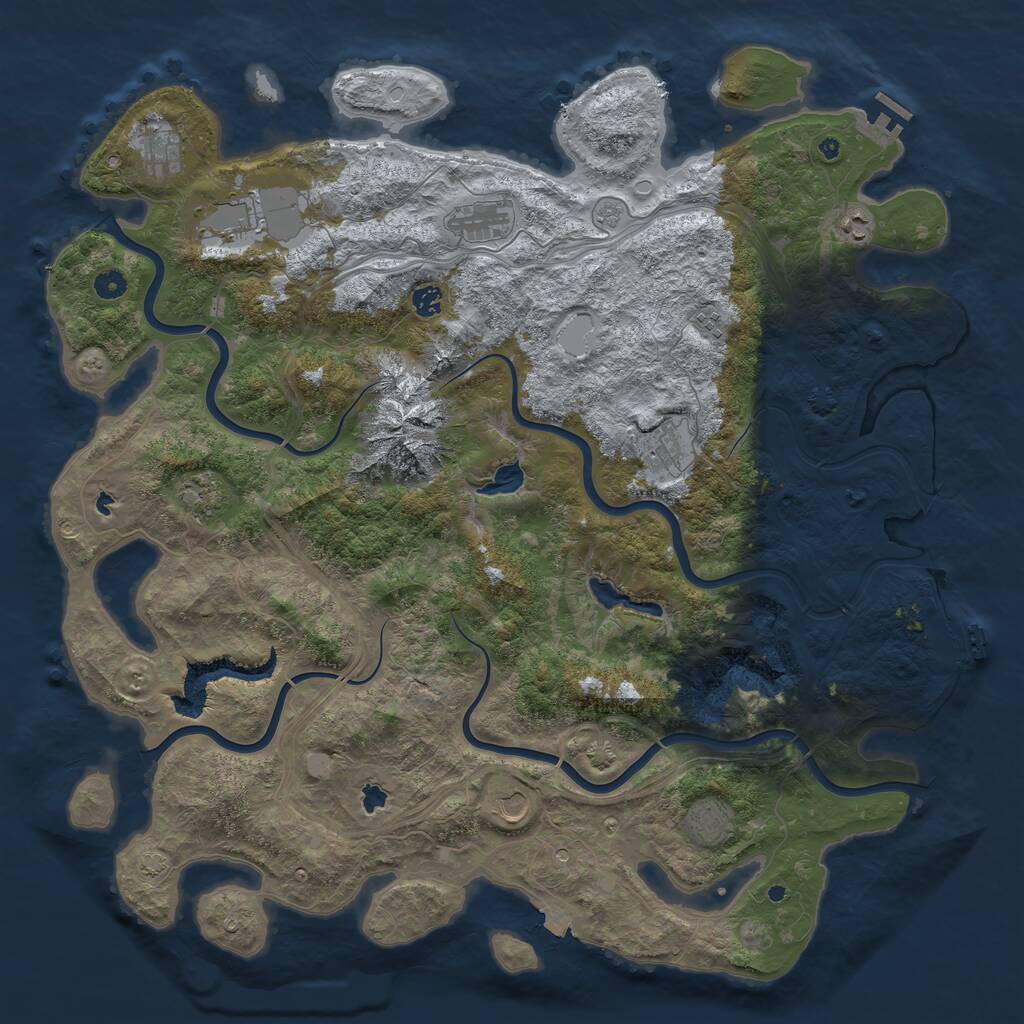 Rust Map: Procedural Map, Size: 5000, Seed: 32323, 16 Monuments