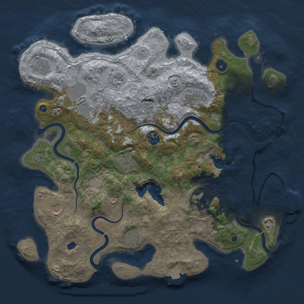 Rust Map: Procedural Map, Size: 4050, Seed: 574563340, 16 Monuments