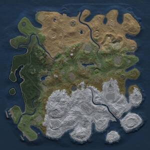 Thumbnail Rust Map: Procedural Map, Size: 4500, Seed: 965290949, 19 Monuments