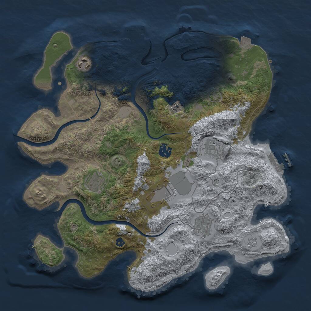 Rust Map: Procedural Map, Size: 3500, Seed: 750304953, 13 Monuments