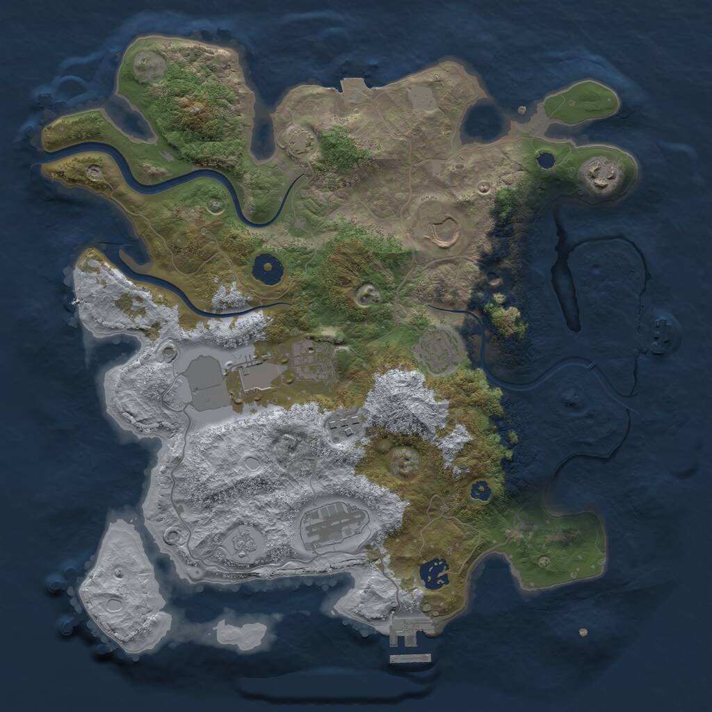 Rust Map: Procedural Map, Size: 3500, Seed: 1660995727, 14 Monuments