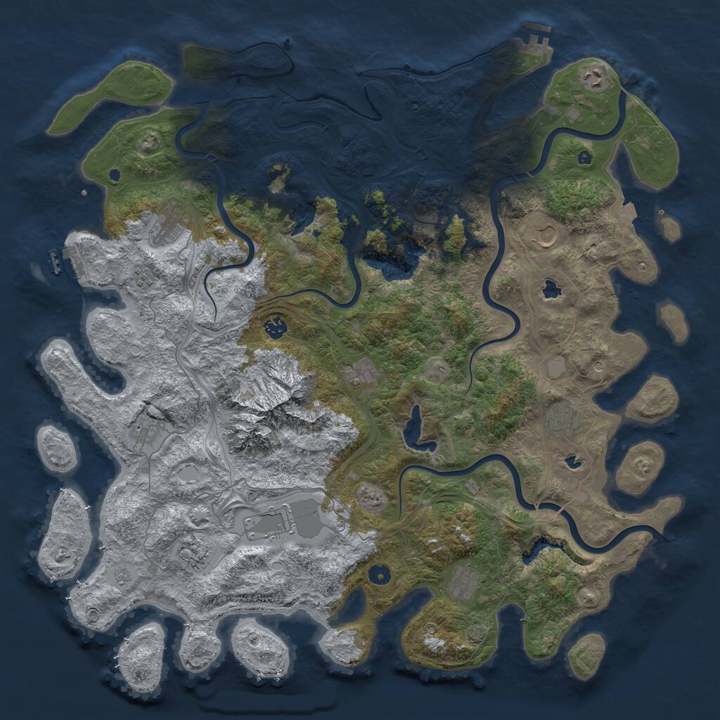 Rust Map: Procedural Map, Size: 5000, Seed: 1243763919, 17 Monuments