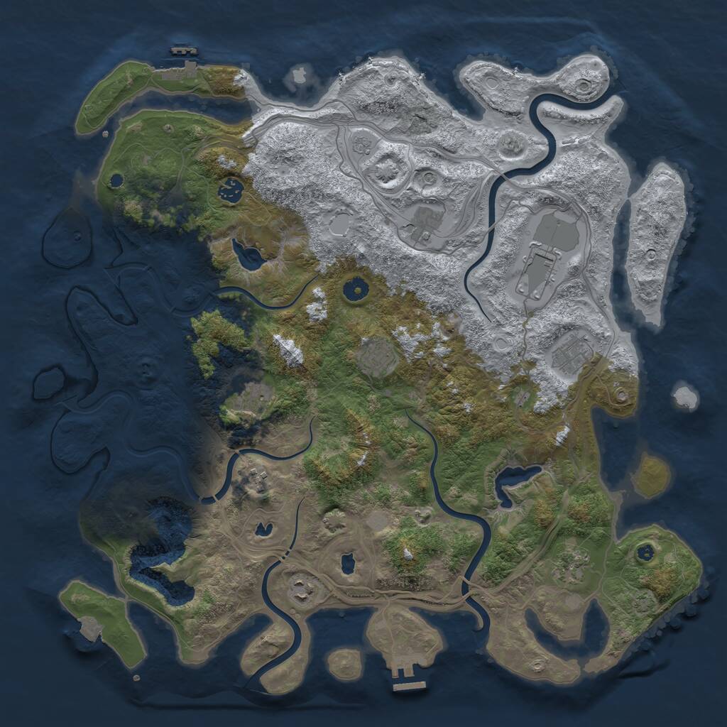 Rust Map: Procedural Map, Size: 4500, Seed: 553896243, 15 Monuments