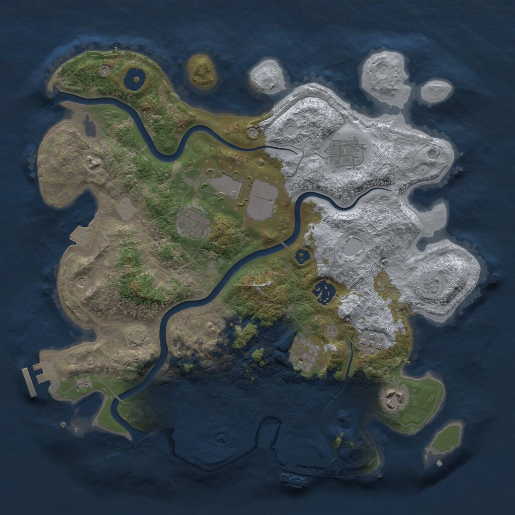Rust Map: Procedural Map, Size: 3500, Seed: 10848889, 13 Monuments