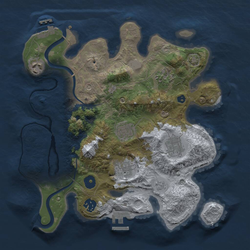 Rust Map: Procedural Map, Size: 3000, Seed: 30202, 12 Monuments