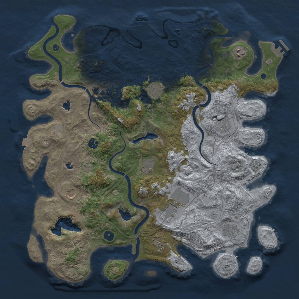 Rust Map: Procedural Map, Size: 4500, Seed: 33747301, 16 Monuments