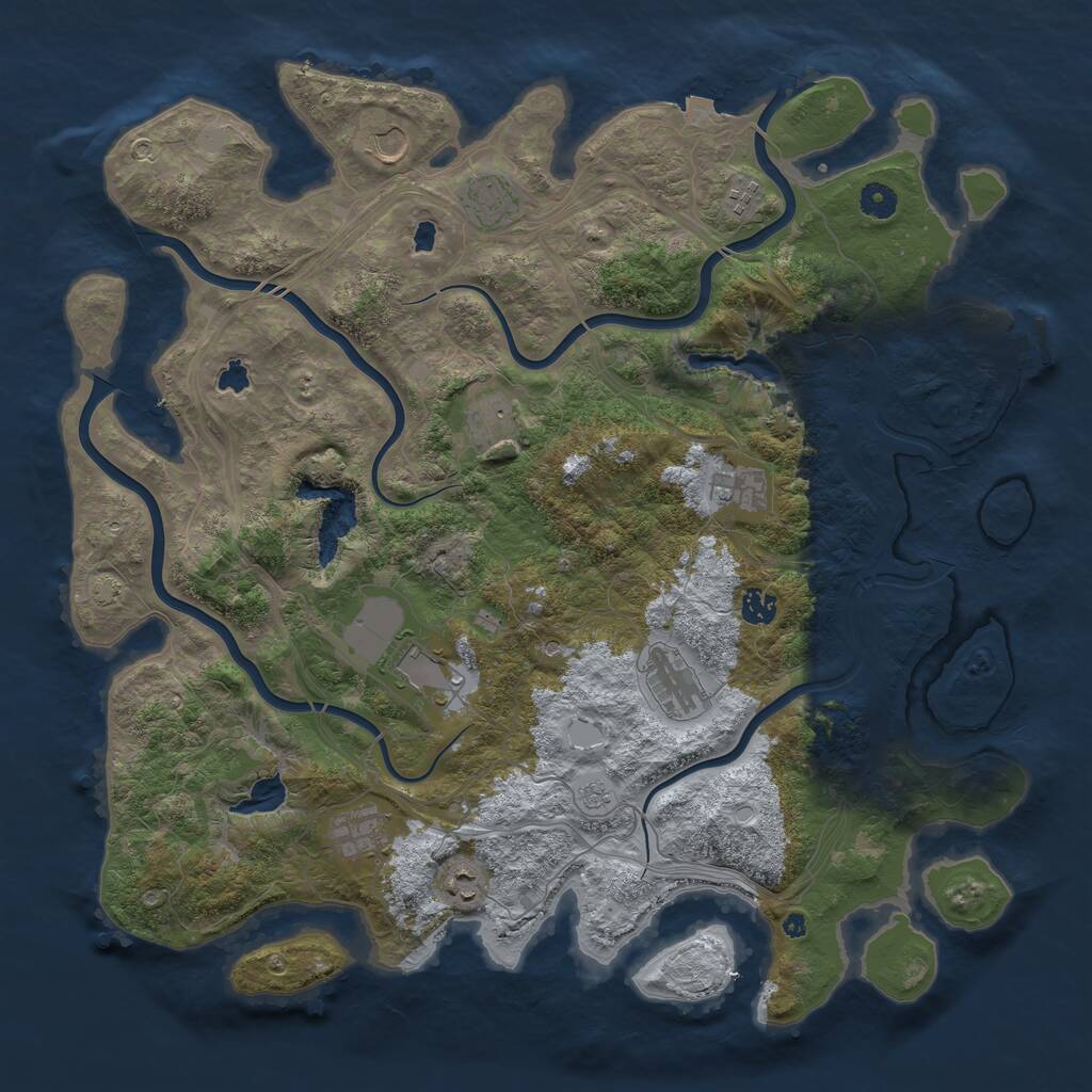 Rust Map: Procedural Map, Size: 4500, Seed: 977501292, 15 Monuments