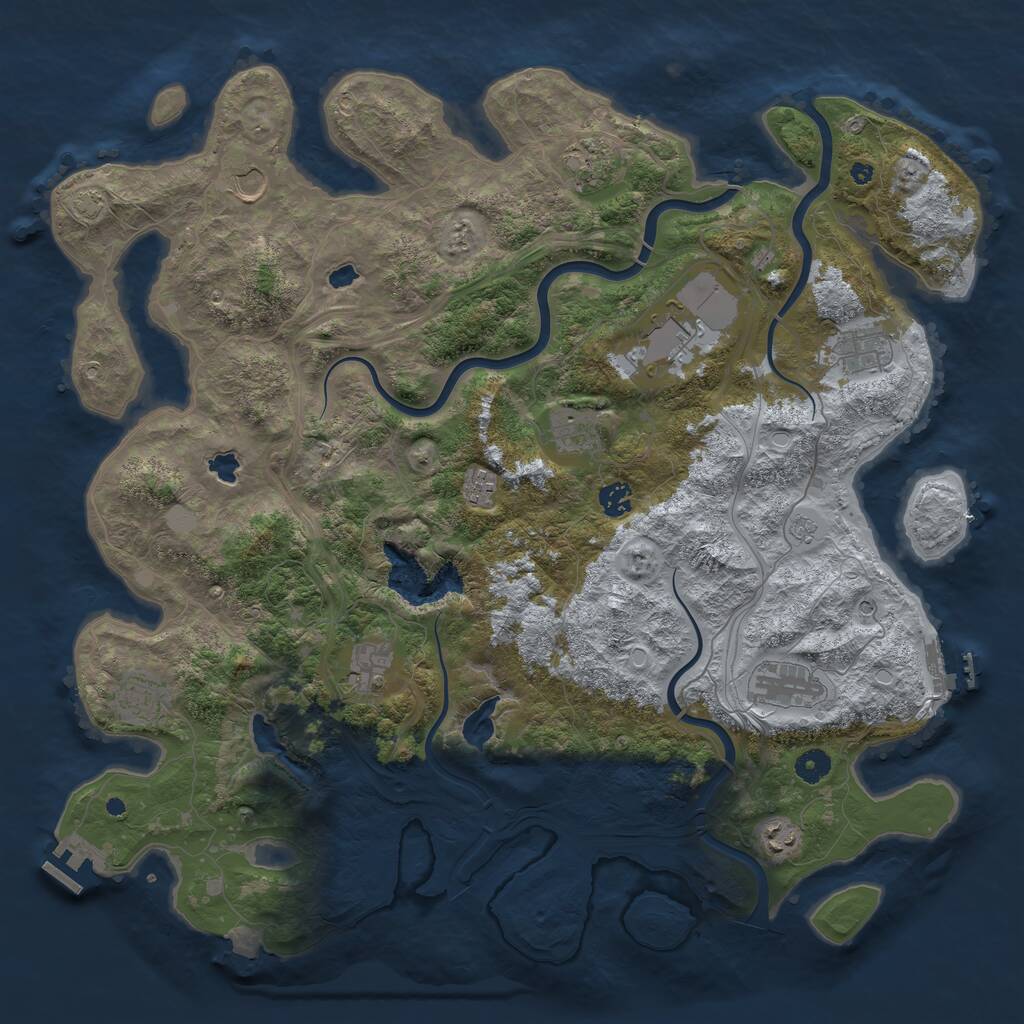 Rust Map: Procedural Map, Size: 4500, Seed: 942836869, 17 Monuments