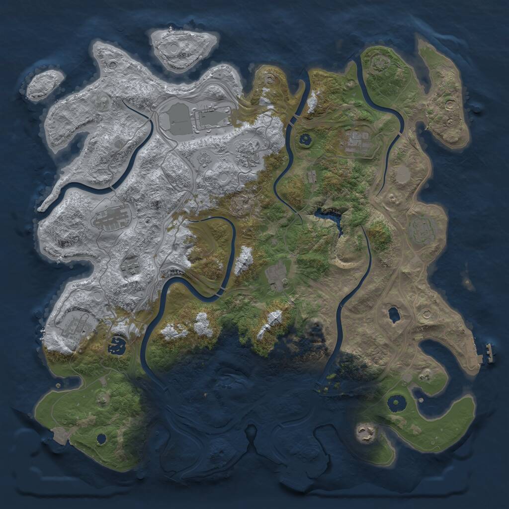 Rust Map: Procedural Map, Size: 4250, Seed: 1327136449, 16 Monuments