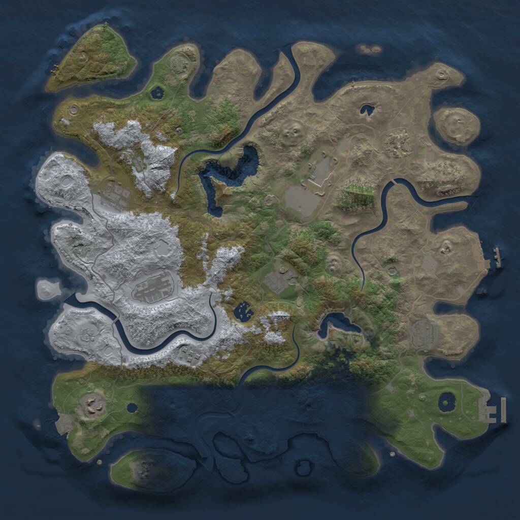 Rust Map: Procedural Map, Size: 4100, Seed: 2113396574, 15 Monuments