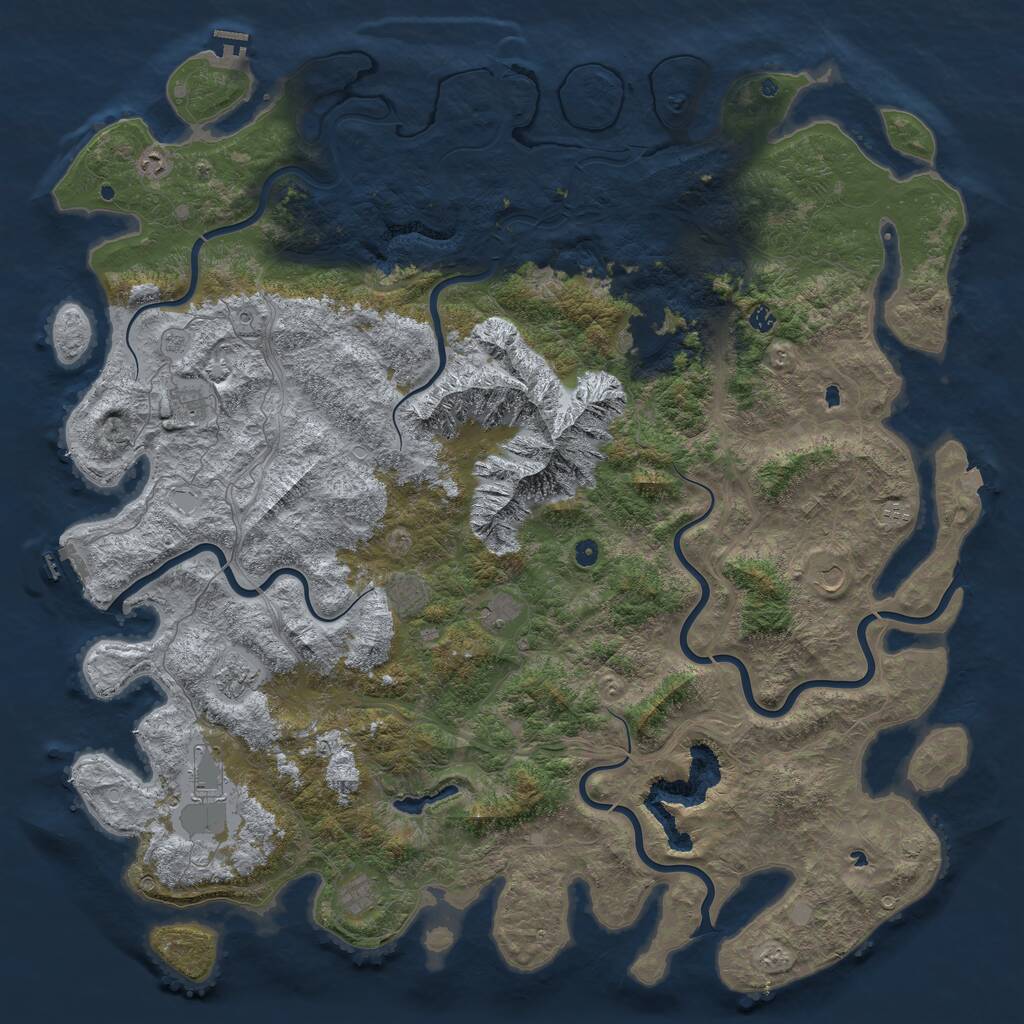 Rust Map: Procedural Map, Size: 6000, Seed: 624233361, 17 Monuments