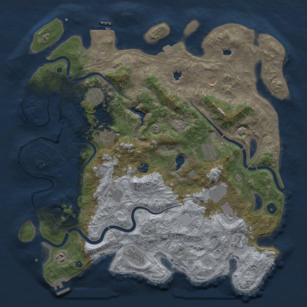 Rust Map: Procedural Map, Size: 4500, Seed: 829422269, 17 Monuments