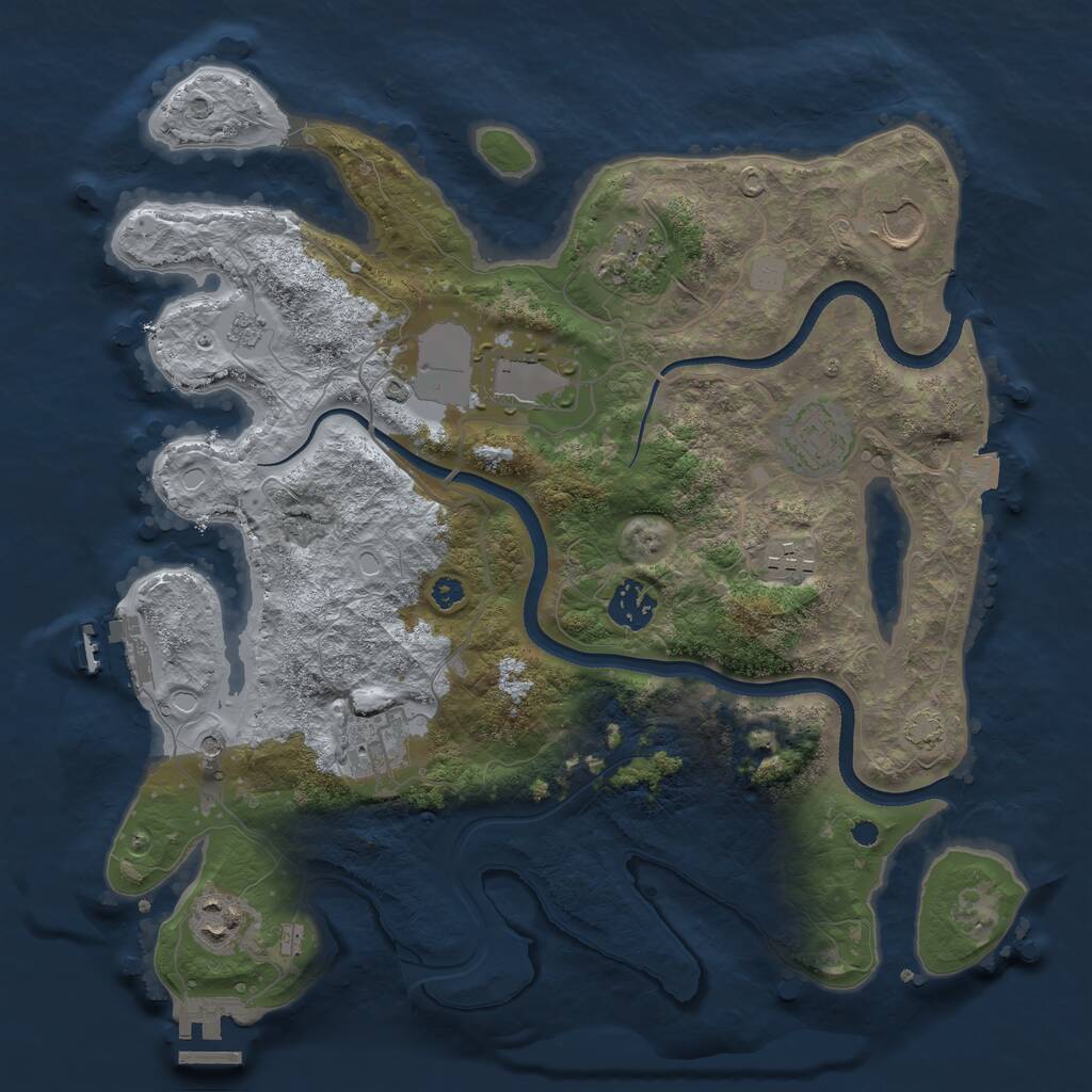 Rust Map: Procedural Map, Size: 3500, Seed: 57915913, 14 Monuments