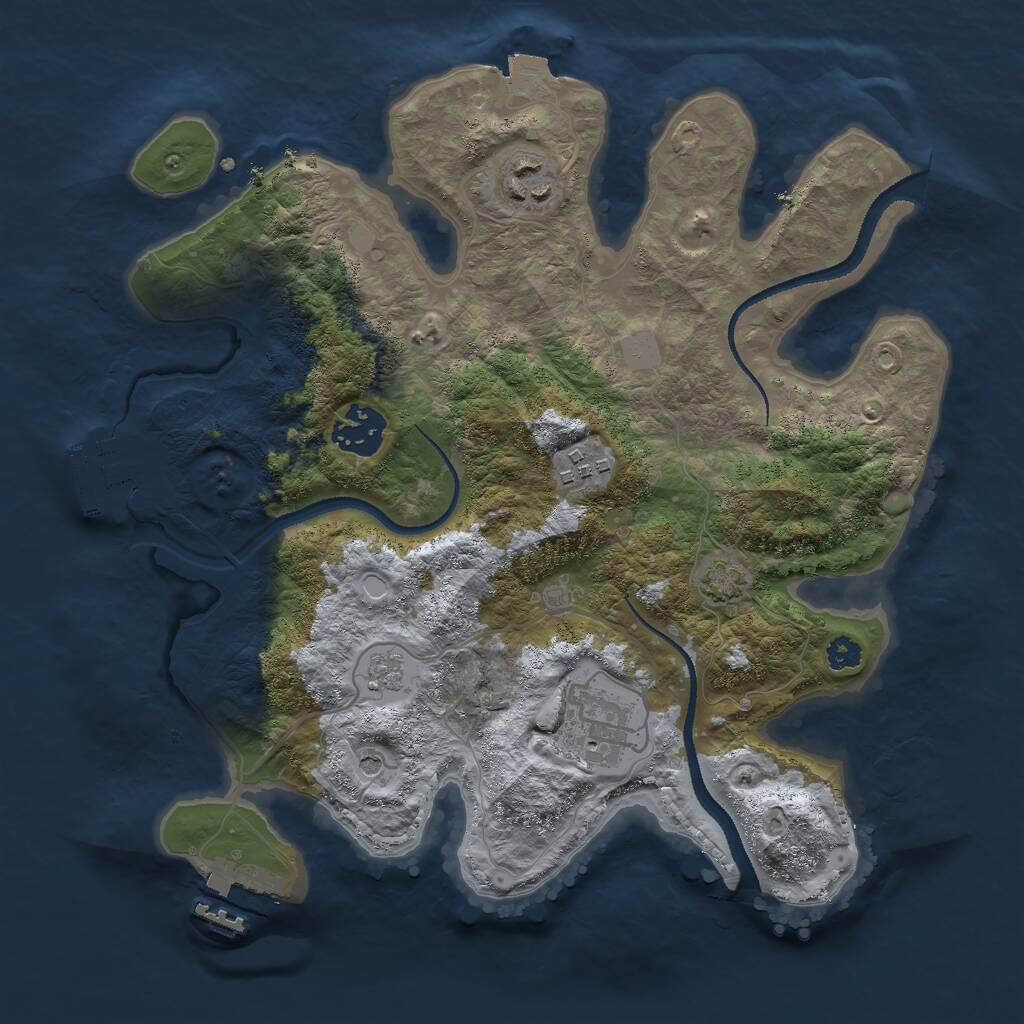 Rust Map: Procedural Map, Size: 3000, Seed: 1714890818, 10 Monuments