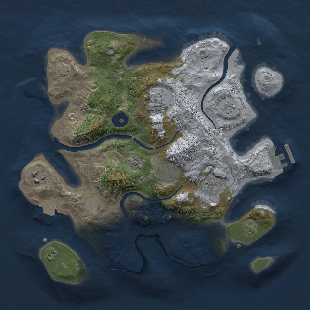 Rust Map: Procedural Map, Size: 3000, Seed: 134567, 10 Monuments