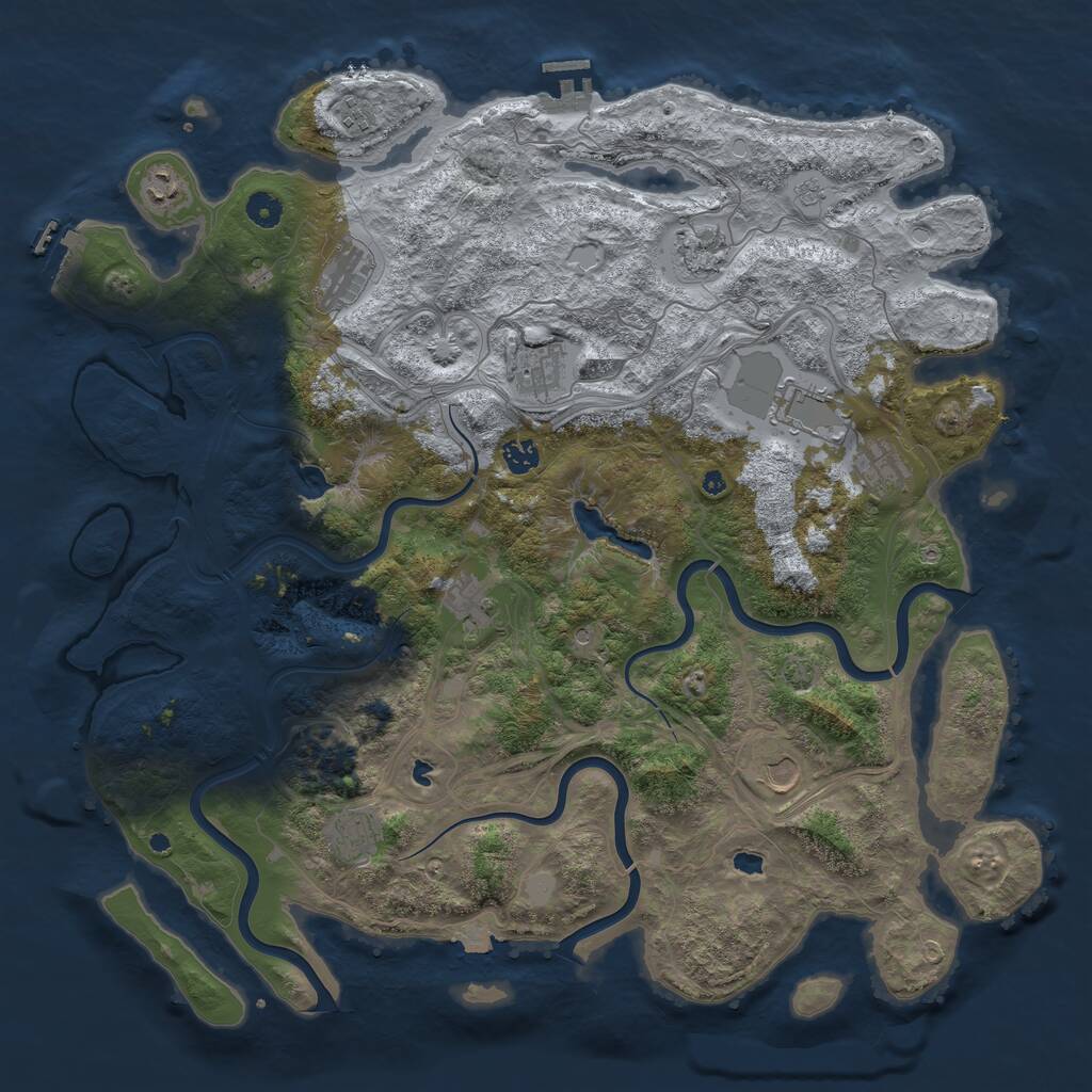 Rust Map: Procedural Map, Size: 4600, Seed: 1202713930, 17 Monuments