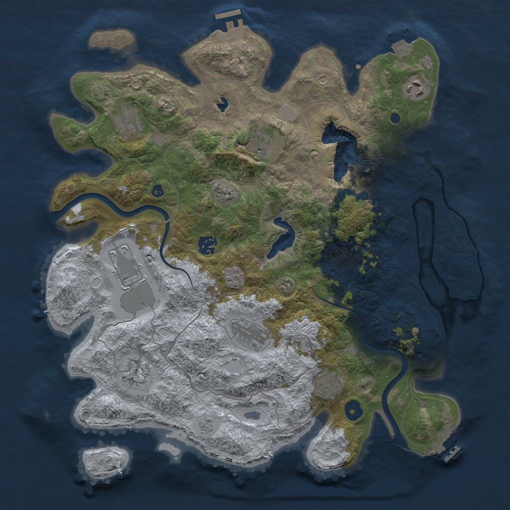 Rust Map: Procedural Map, Size: 4000, Seed: 1234567880, 15 Monuments