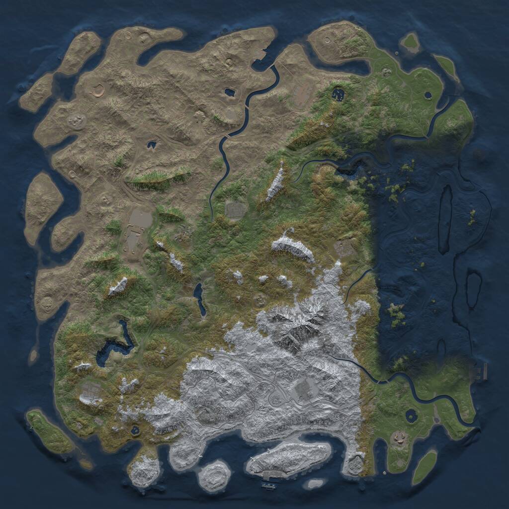 Rust Map: Procedural Map, Size: 6000, Seed: 41836735, 17 Monuments