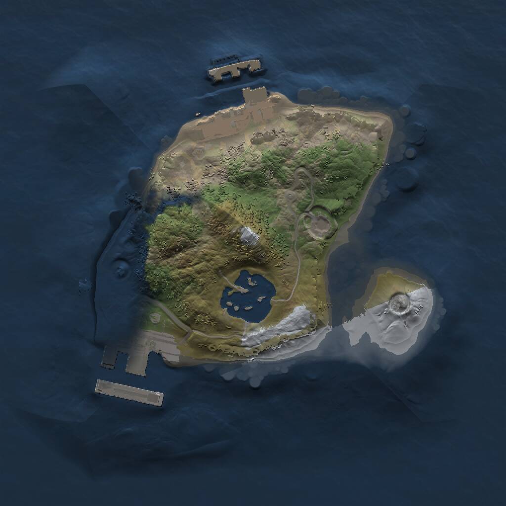 Rust Map: Procedural Map, Size: 1500, Seed: 91457, 4 Monuments