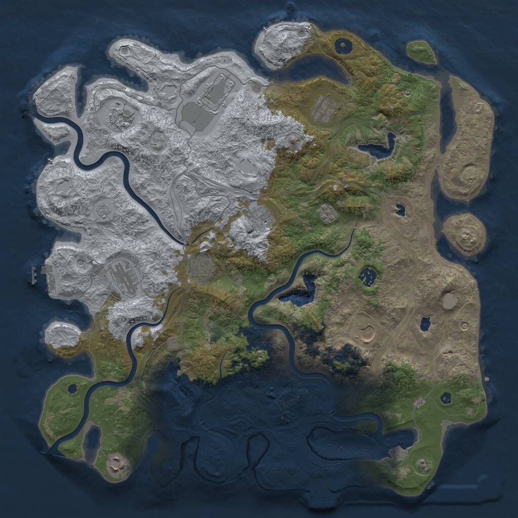Rust Map: Procedural Map, Size: 4500, Seed: 784309940, 16 Monuments