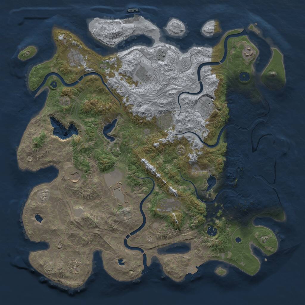 Rust Map: Procedural Map, Size: 4500, Seed: 2048199380, 17 Monuments