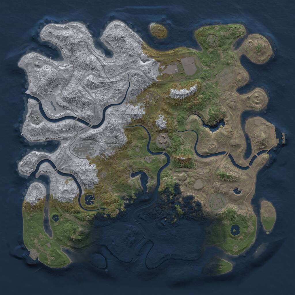 Rust Map: Procedural Map, Size: 4250, Seed: 1909188858, 13 Monuments